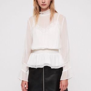 All saints white chiffon blouse